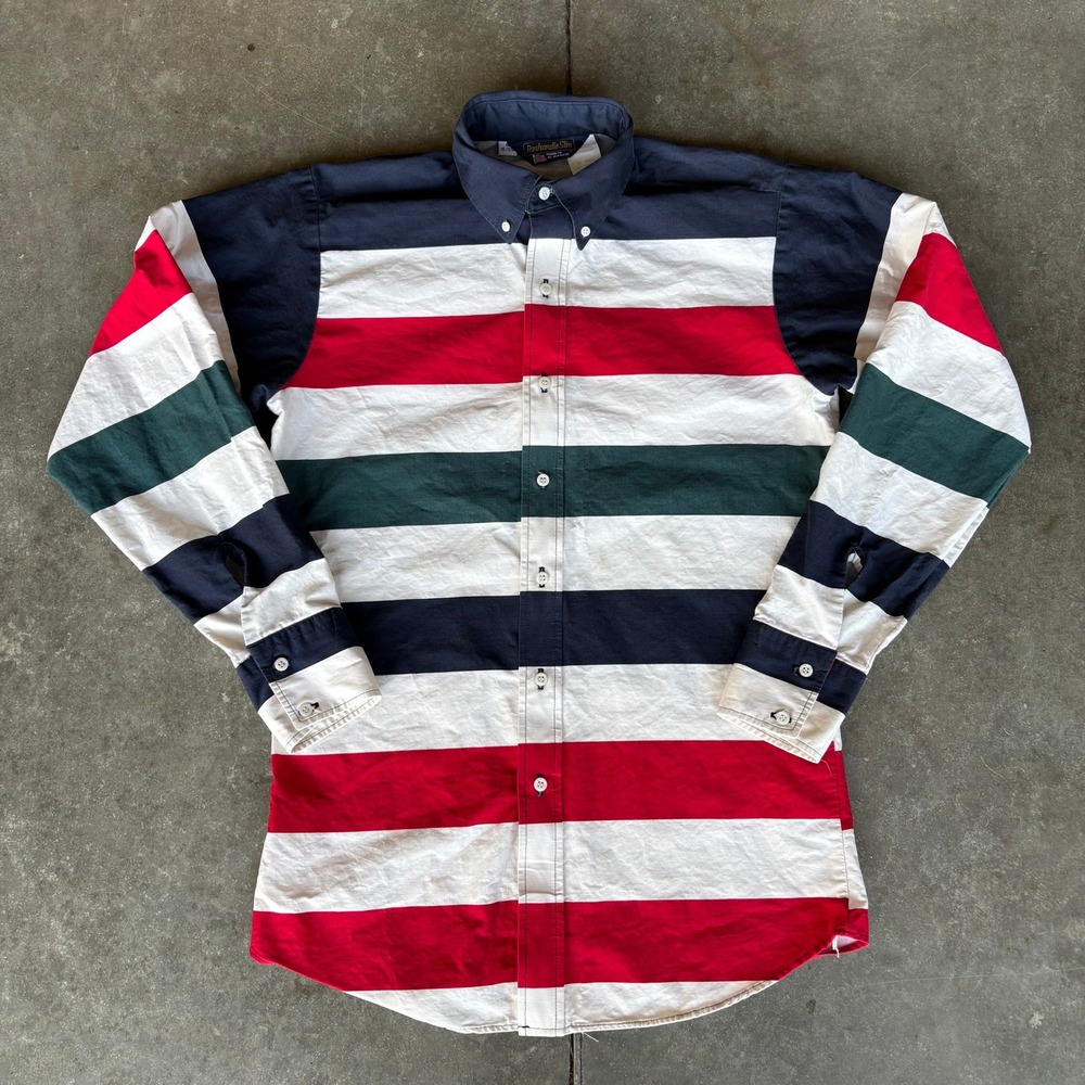 Vintage Panhandle Slim Button Down Shirt Men's Medium Colorblock Stripe Western